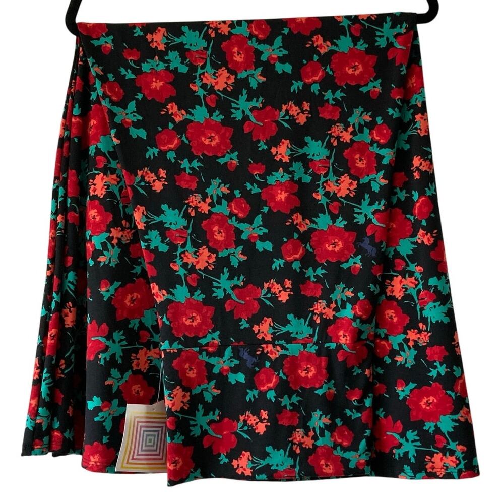 NWT LuLaRoe Maxi skirt 3XL 3X 26/28 black red floral hidden unicorn rare HTF NEW
